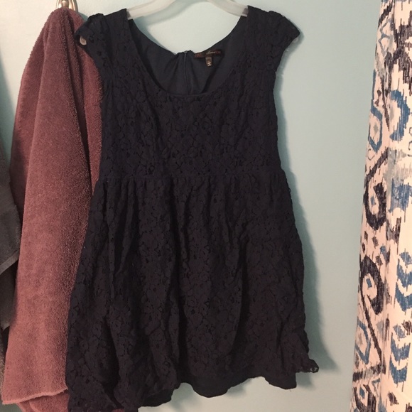 Navy Blue Crochet Lace Dress