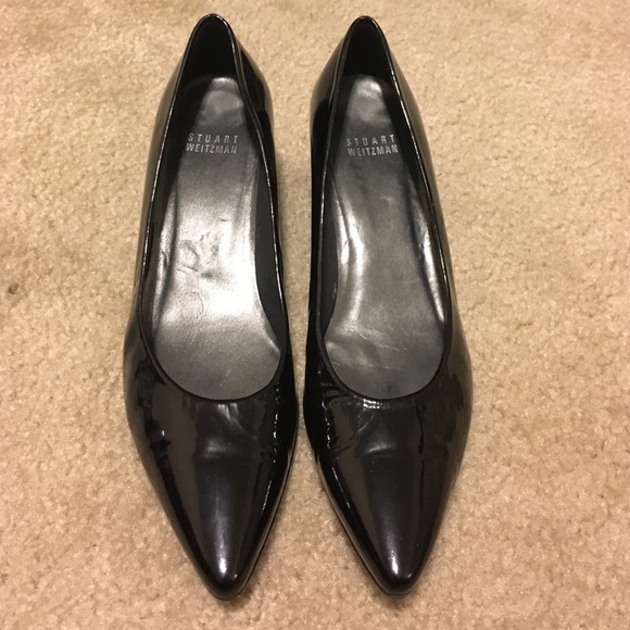 Stuart Weitzman Black Nuevo Low Wedge Pump