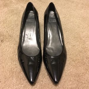 Stuart Weitzman Black Nuevo Low Wedge Pump