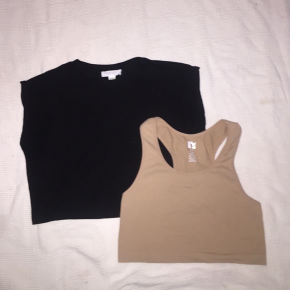 nude & black crop tops
