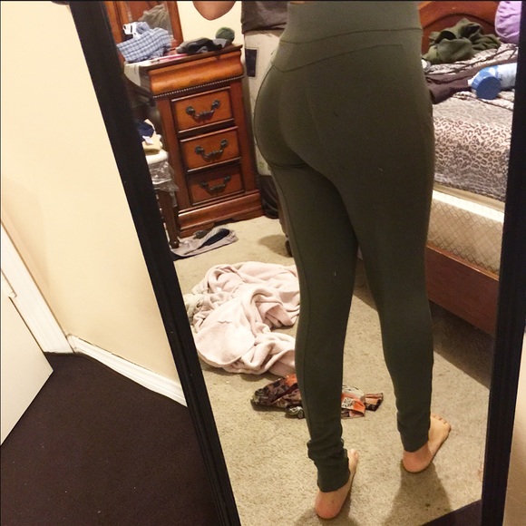 High waist Tight Pants (olive green) - Picture 2 of 3