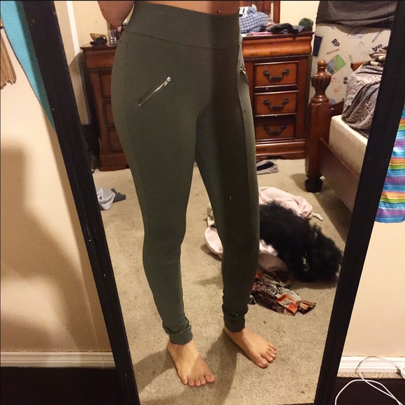 High waist Tight Pants (olive green) - Picture 3 of 3