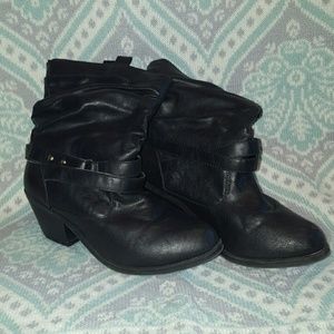 Black heeled ankle booties