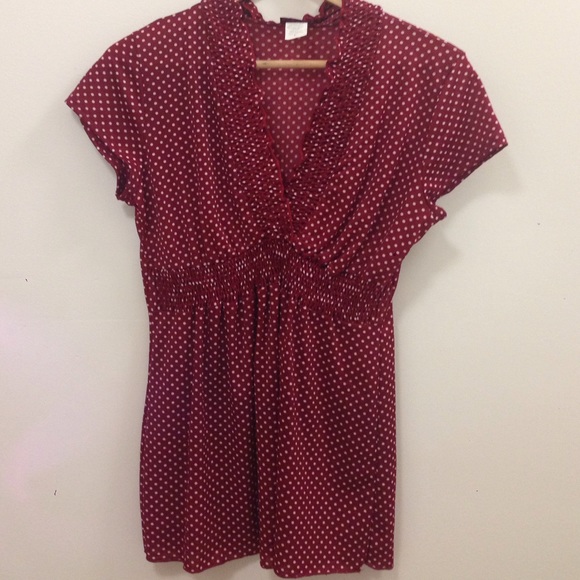Agenda Tops - Polka Dot V-Neck Top
