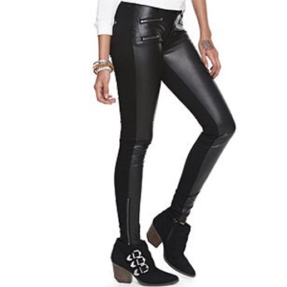 Kendall& Kylie faux leather paneled jeans
