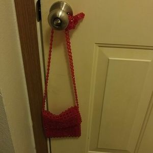 Red Beaded mini clutch/purse