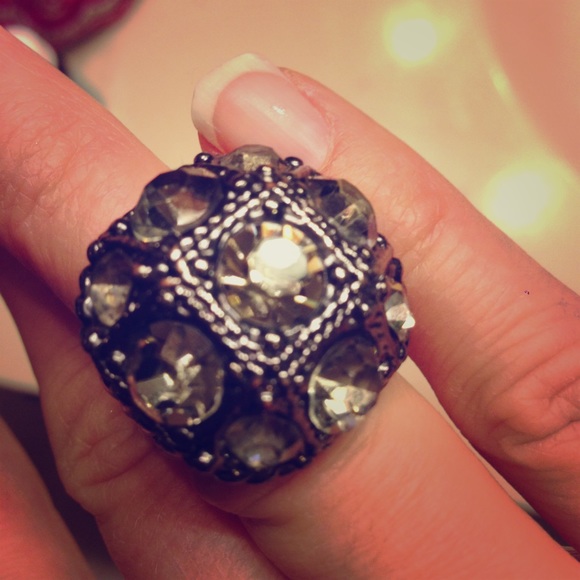 Express fashion ring black sparkles
