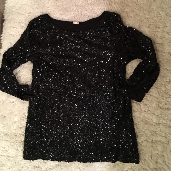 J. Crew black sequin shirt size M