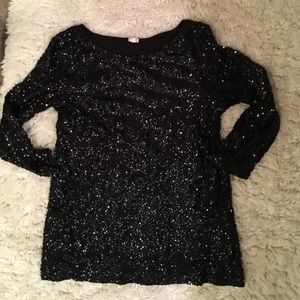 J. Crew black sequin shirt size M