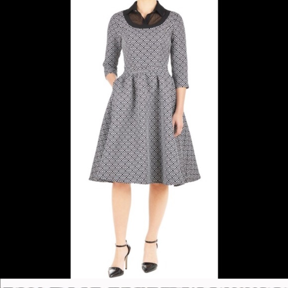 New Eshakti Jacquard Flare Dress