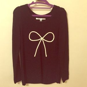 Black and ivory bow sweater