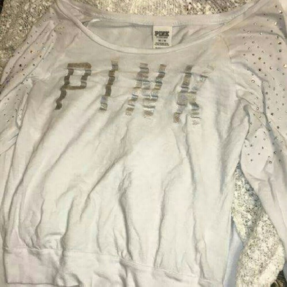 Vs pink longsleeve bedazzled top - Picture 1 of 1