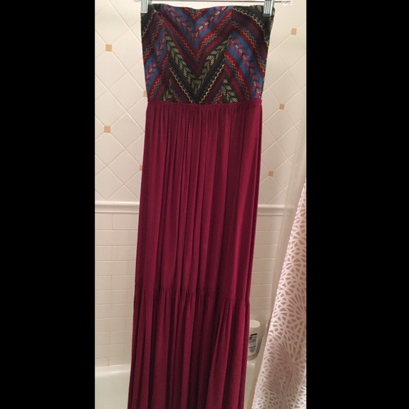 Maroon tribal maxi dress