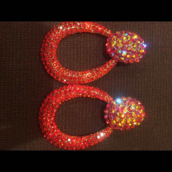 Red Swarovski crystal earrings