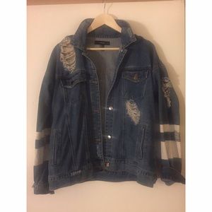 Forever 21 BF/Oversized distressed denim jacket