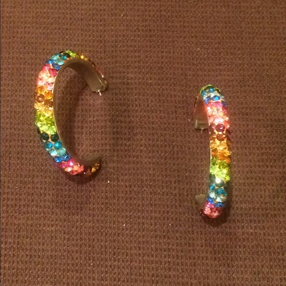 Rainbow crystal hoops
