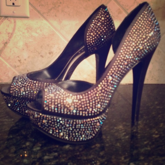 Bakers Black Sparkle Heels