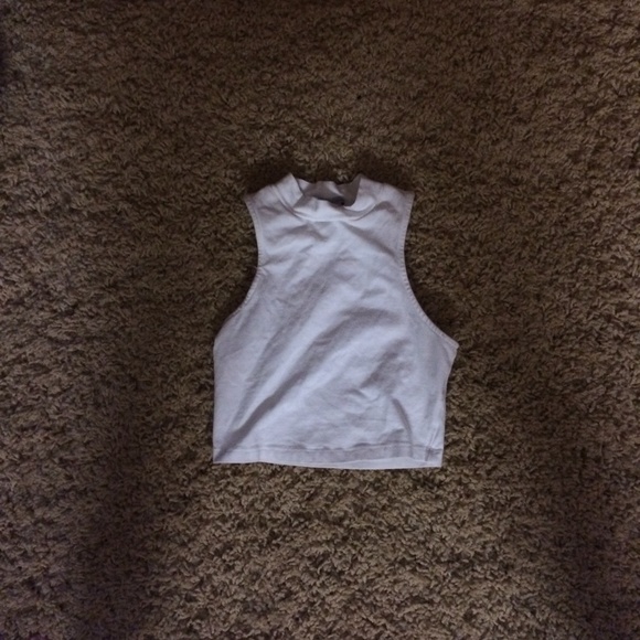 Mock Neck White Crop Top XS