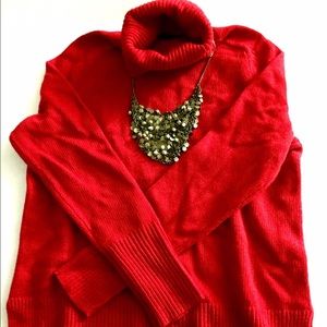 Red JCrew turtleneck sweater