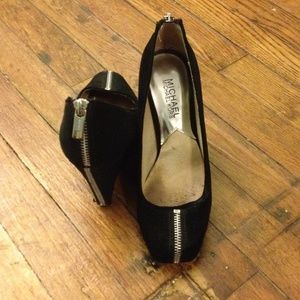 Michael Kors black suede wedges size 6
