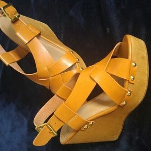 Tan leather wedges (size 7.5)