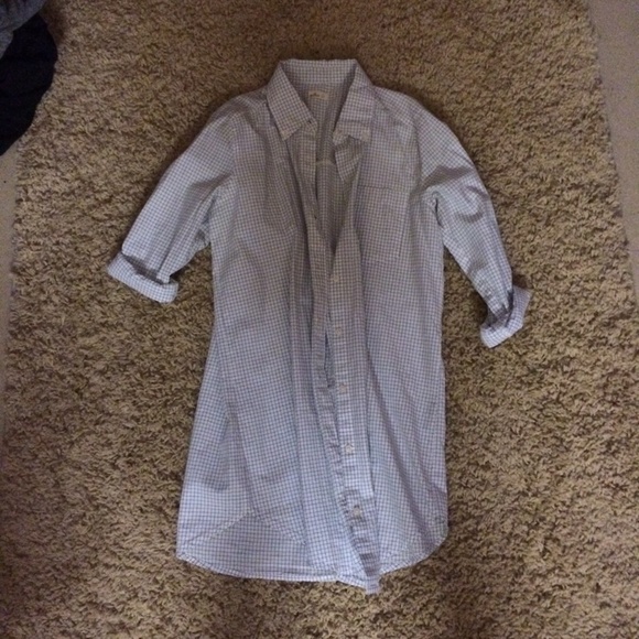 Checkered Button Down Shirt Dress / Long Shirt XS