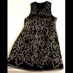 French connection beaded embroidered black dress