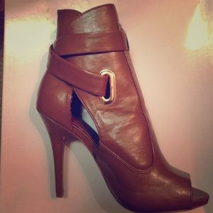 Tan Open Toe Booties