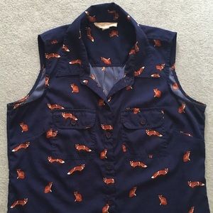 Adorable Navy Blue Fox Top