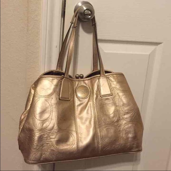 Sold- AUTHENTIC Gold Coach Purse