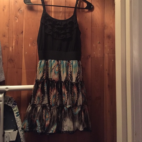 Black dress with Ruffles at the top