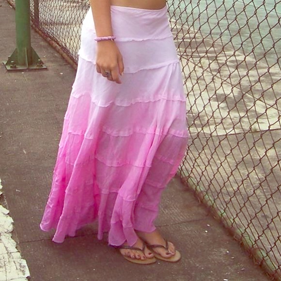 Pink ombré long/maxi skirt