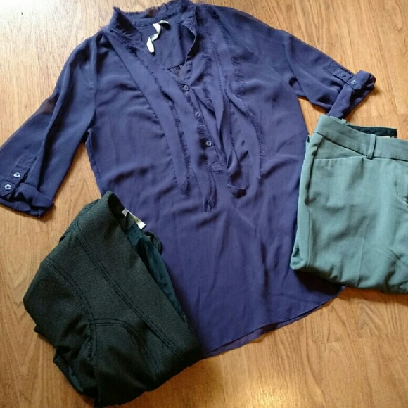 Lauren Conrad Sheer V-Neck Oversized Blouse