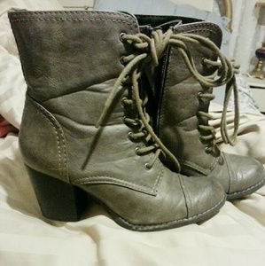 Gray Lace Up Booties