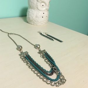 💙blue necklace and earrings💙