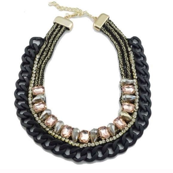 T&J Designs Matte Black Crystal Necklace