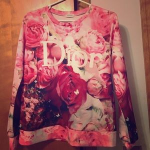 Pink floral Dior crew neck