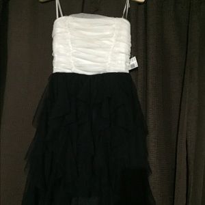High low Ruffled strapless dress