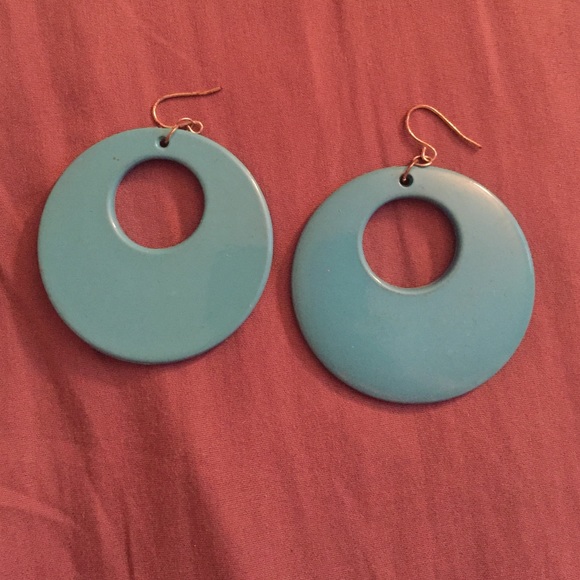 Pink, black and blue hoop earrings