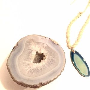 Agate Stone & Hemp Necklace w/ agate charm