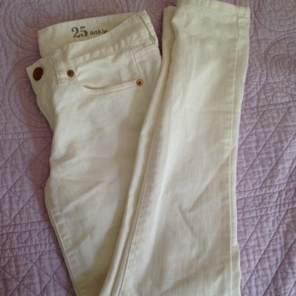 White skinny toothpick jcrew jeans