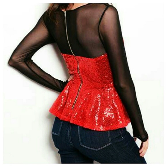 Sequin Peplum Top - Picture 2 of 2