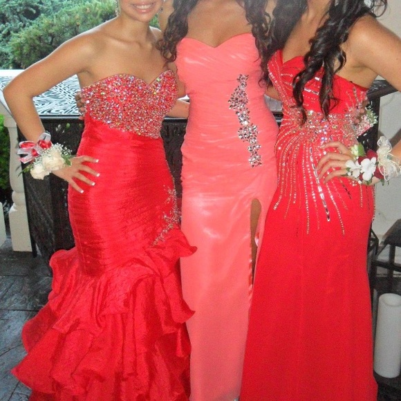 Jovani (inspired) Coral Pink Prom Dress - Picture 2 of 2