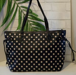 Oversized Faux Leather Polka Dot Tote
