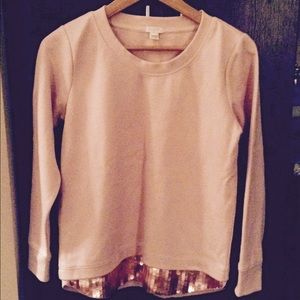 J. Crew Blush Sequin-Trim Sweatshirt