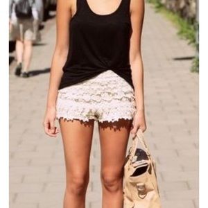 Sold ✅ NWT High Waisted Cream Lace Shorts.