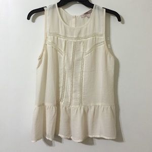 Lace peplum sheer top