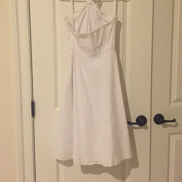 J. Crew A-line halter dress in white cotton. - Picture 3 of 4