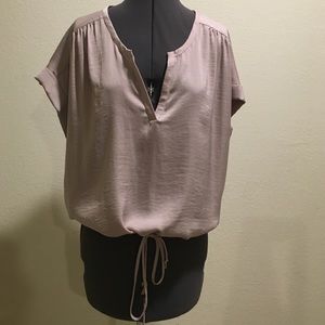 Shiny Tan Short Sleeve Blouse
