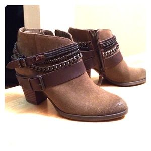 Olive suede booties from Trouvé. Barely worn.